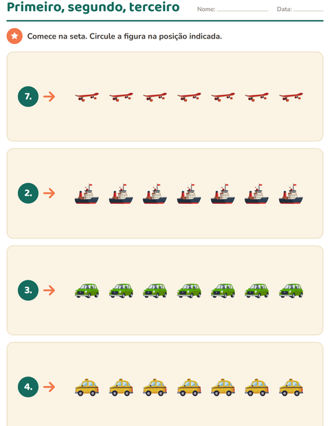 Pré-visualização da ficha de Contar figuras com Veículos para Educação infantil (pré-escola, 5-7 anos)