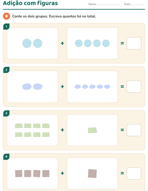 Pré-visualização da ficha de Contas ilustradas com Formas para 1º ano do ensino fundamental