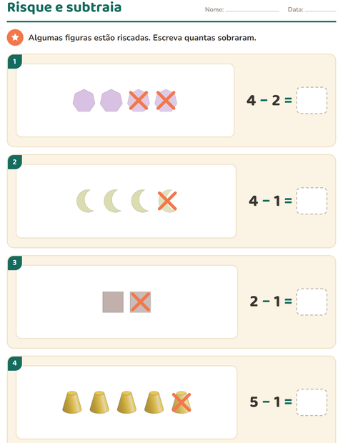 Pré-visualização da ficha de Contas ilustradas com Formas para 1º ano do ensino fundamental