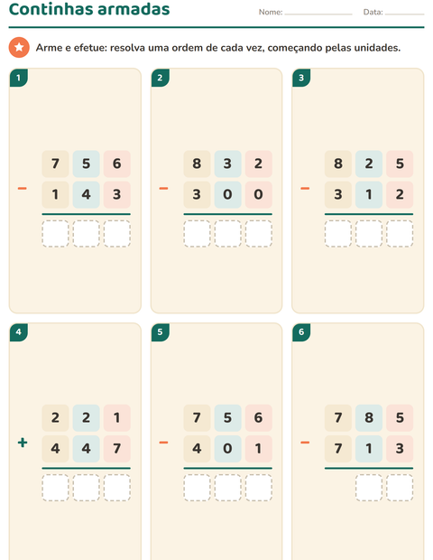 Pré-visualização da ficha de Continhas armadas para 2º ano do ensino fundamental