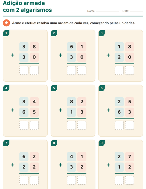 Pré-visualização da ficha de Continhas armadas para 2º ano do ensino fundamental
