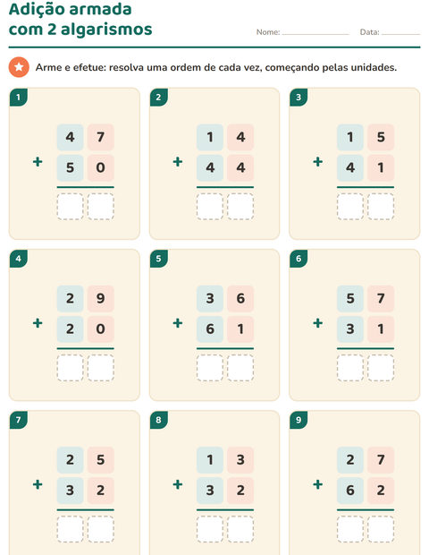 Pré-visualização da ficha de Continhas armadas para 2º ano do ensino fundamental