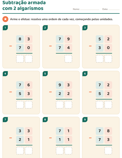 Pré-visualização da ficha de Continhas armadas para 2º ano do ensino fundamental