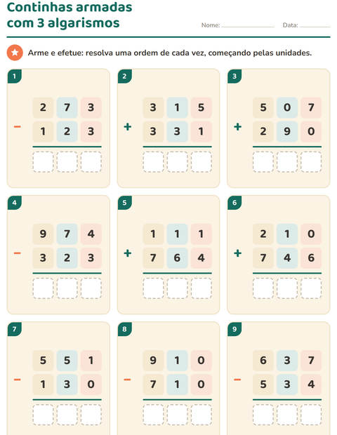 Pré-visualização da ficha de Continhas armadas para 2º ano do ensino fundamental