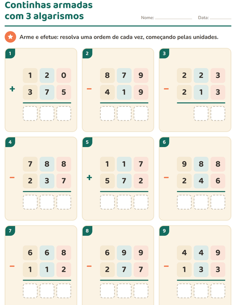 Pré-visualização da ficha de Continhas armadas para 2º ano do ensino fundamental