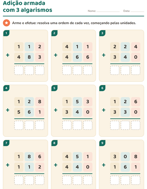 Pré-visualização da ficha de Continhas armadas para 2º ano do ensino fundamental
