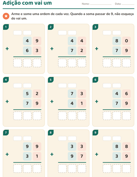 Pré-visualização da ficha de Continhas armadas para 3º ano do ensino fundamental