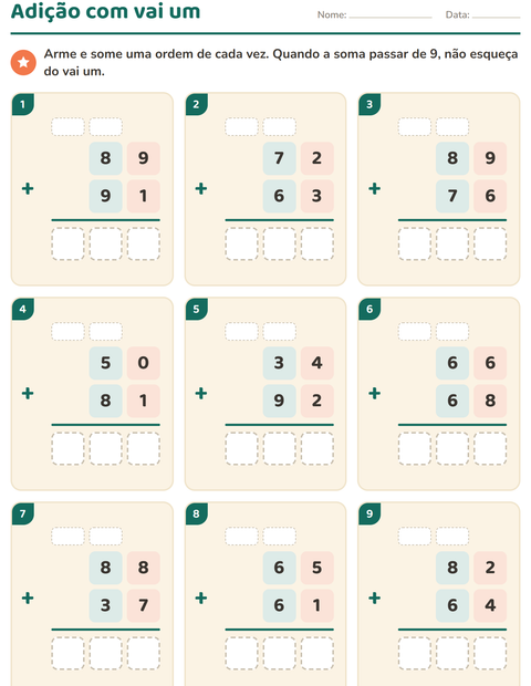 Pré-visualização da ficha de Continhas armadas para 3º ano do ensino fundamental