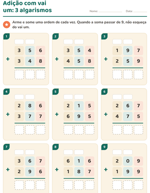 Pré-visualização da ficha de Continhas armadas para 3º ano do ensino fundamental