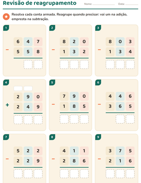 Pré-visualização da ficha de Continhas armadas para 3º ano do ensino fundamental