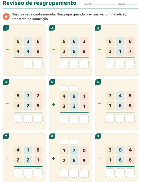 Pré-visualização da ficha de Continhas armadas para 3º ano do ensino fundamental