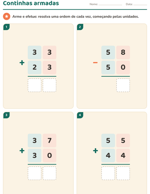 Pré-visualização da ficha de Continhas armadas para 2º ano do ensino fundamental