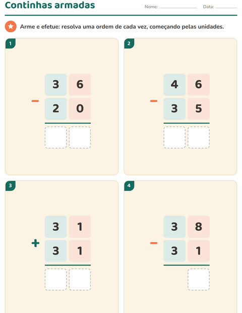 Pré-visualização da ficha de Continhas armadas para 2º ano do ensino fundamental