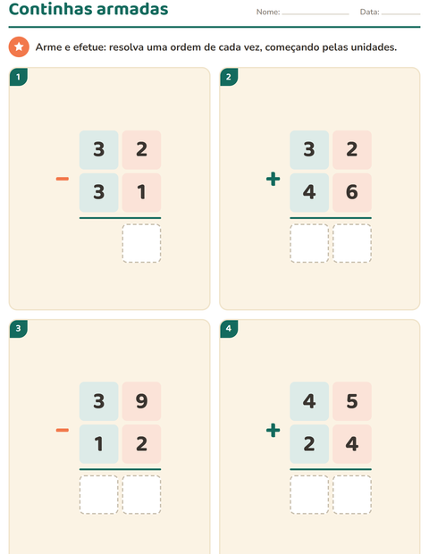 Pré-visualização da ficha de Continhas armadas para 2º ano do ensino fundamental