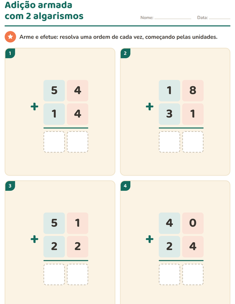 Pré-visualização da ficha de Continhas armadas para 2º ano do ensino fundamental