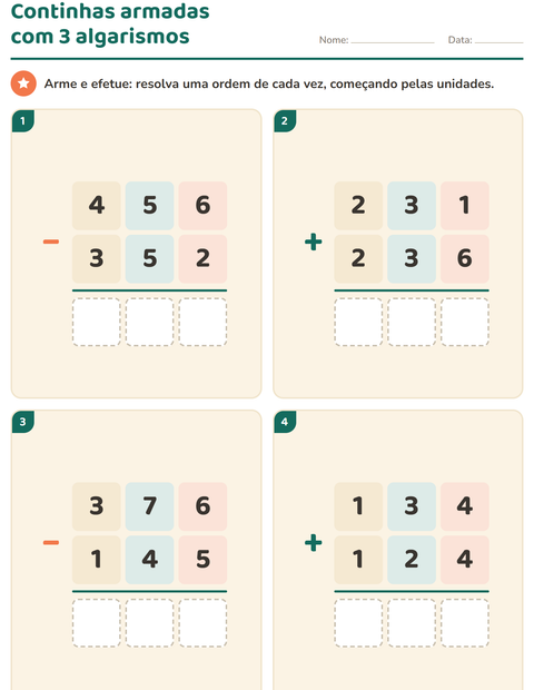 Pré-visualização da ficha de Continhas armadas para 2º ano do ensino fundamental