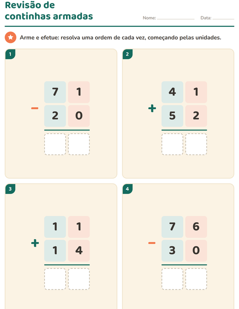 Pré-visualização da ficha de Continhas armadas para 2º ano do ensino fundamental