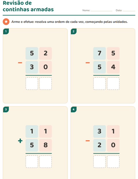 Pré-visualização da ficha de Continhas armadas para 2º ano do ensino fundamental