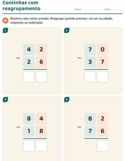 Pré-visualização da ficha de Continhas armadas para 3º ano do ensino fundamental