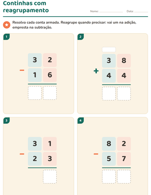 Pré-visualização da ficha de Continhas armadas para 3º ano do ensino fundamental