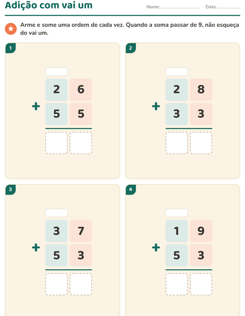 Pré-visualização da ficha de Continhas armadas para 3º ano do ensino fundamental