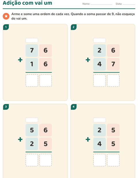 Pré-visualização da ficha de Continhas armadas para 3º ano do ensino fundamental