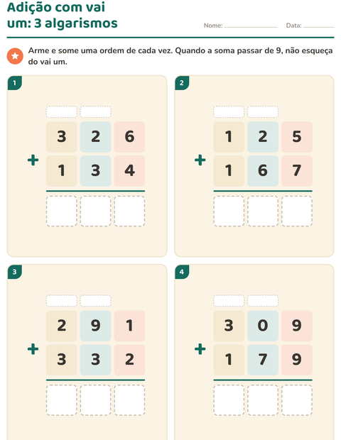 Pré-visualização da ficha de Continhas armadas para 3º ano do ensino fundamental