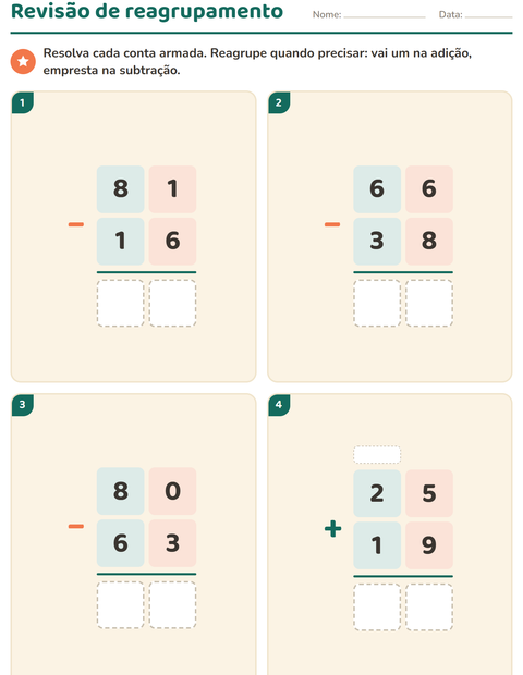 Pré-visualização da ficha de Continhas armadas para 3º ano do ensino fundamental
