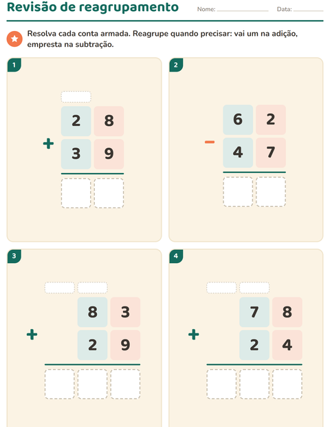 Pré-visualização da ficha de Continhas armadas para 3º ano do ensino fundamental