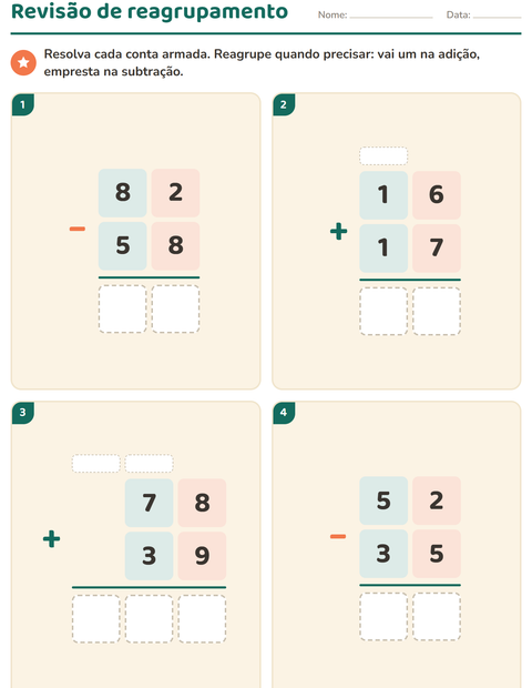 Pré-visualização da ficha de Continhas armadas para 3º ano do ensino fundamental