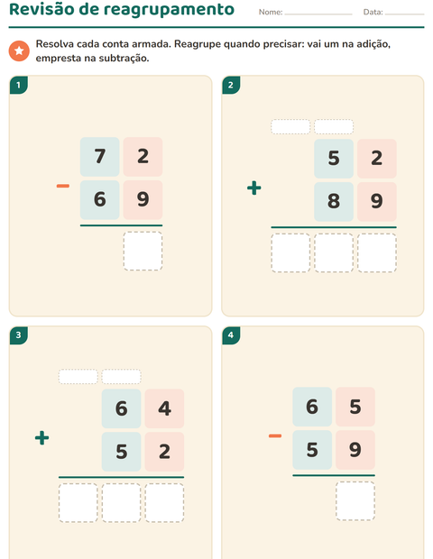 Pré-visualização da ficha de Continhas armadas para 3º ano do ensino fundamental