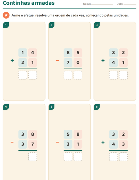 Pré-visualização da ficha de Continhas armadas para 2º ano do ensino fundamental