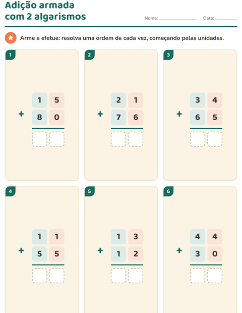 Pré-visualização da ficha de Continhas armadas para 2º ano do ensino fundamental