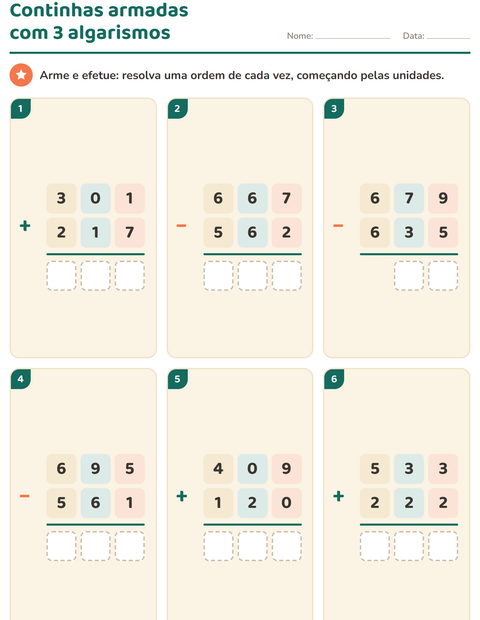 Pré-visualização da ficha de Continhas armadas para 2º ano do ensino fundamental