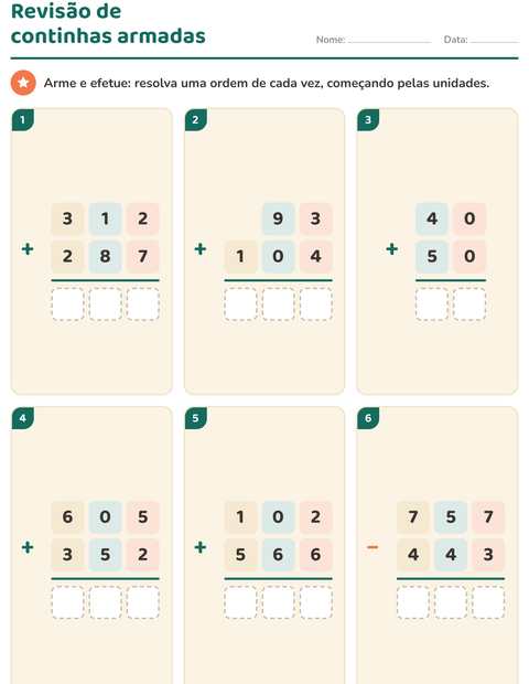 Pré-visualização da ficha de Continhas armadas para 2º ano do ensino fundamental