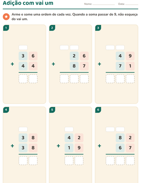 Pré-visualização da ficha de Continhas armadas para 3º ano do ensino fundamental