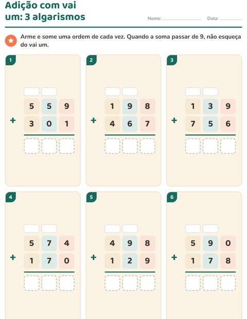 Pré-visualização da ficha de Continhas armadas para 3º ano do ensino fundamental