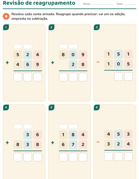 Pré-visualização da ficha de Continhas armadas para 3º ano do ensino fundamental