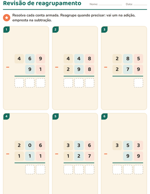 Pré-visualização da ficha de Continhas armadas para 3º ano do ensino fundamental