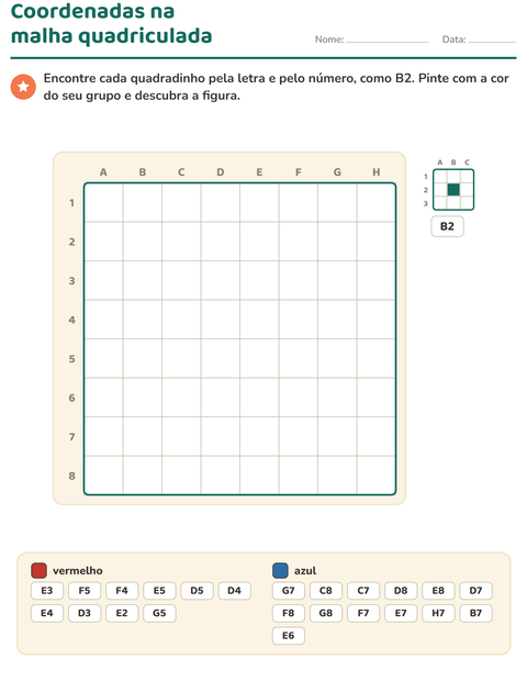 Pré-visualização da ficha de Coordenadas na malha para 2º ano do ensino fundamental