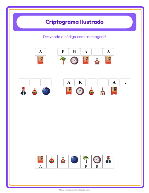 Pré-visualização da ficha de Criptograma para Educação infantil (pré-escola, 5-7 anos)