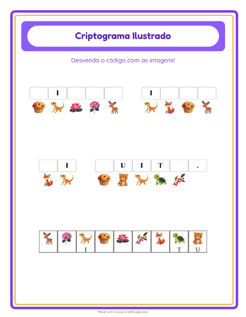 Pré-visualização da ficha de Criptograma para Educação infantil (pré-escola, 5-7 anos)