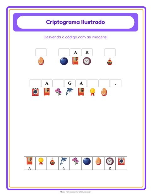 Pré-visualização da ficha de Criptograma para Educação infantil (pré-escola, 5-7 anos)