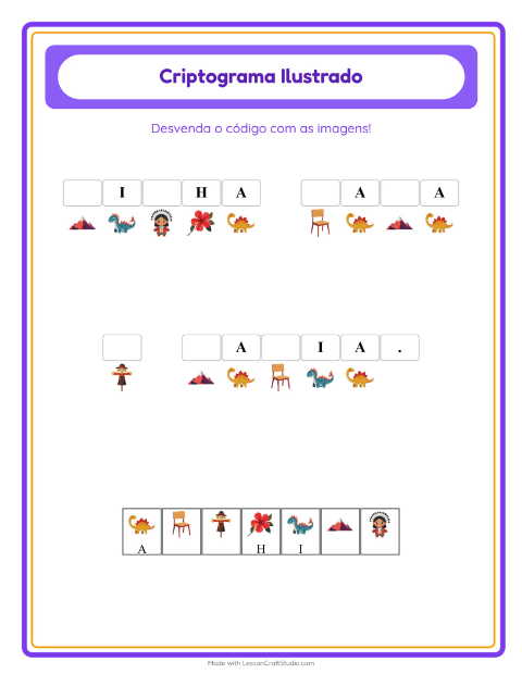 Pré-visualização da ficha de Criptograma para Educação infantil (pré-escola, 5-7 anos)
