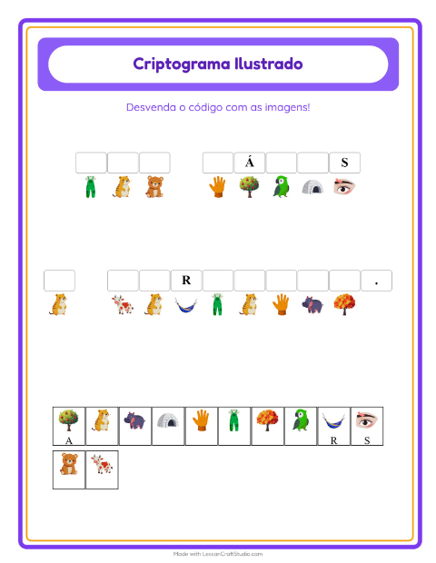 Pré-visualização da ficha de Criptograma para Educação infantil (pré-escola, 5-7 anos)