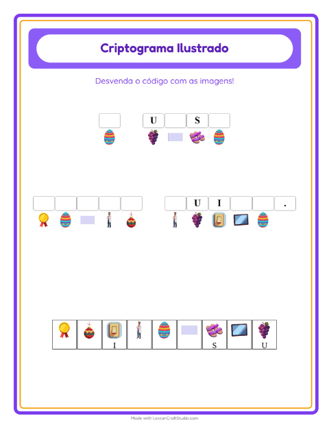 Pré-visualização da ficha de Criptograma para Educação infantil (pré-escola, 5-7 anos)