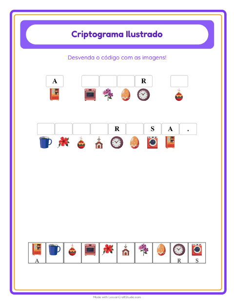 Pré-visualização da ficha de Criptograma para Educação infantil (pré-escola, 5-7 anos)