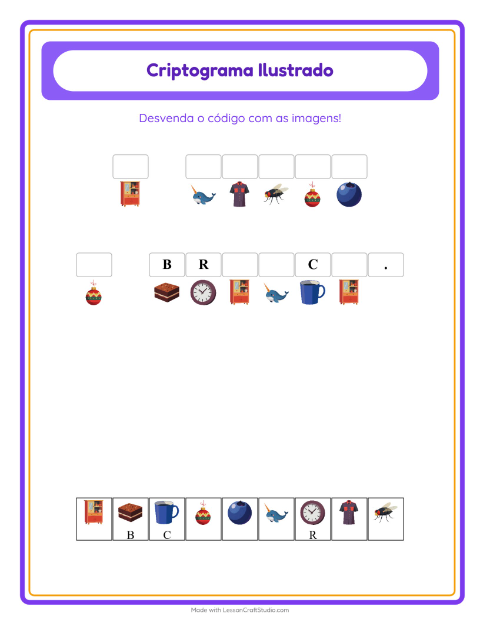 Pré-visualização da ficha de Criptograma para Educação infantil (pré-escola, 5-7 anos)