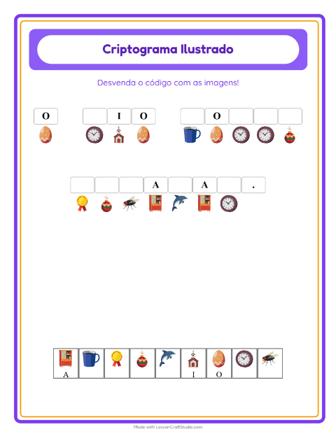 Pré-visualização da ficha de Criptograma para Educação infantil (pré-escola, 5-7 anos)