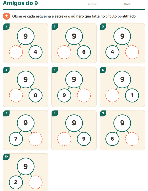 Pré-visualização da ficha de Decomposição de números para Educação infantil (pré-escola, 5-7 anos)